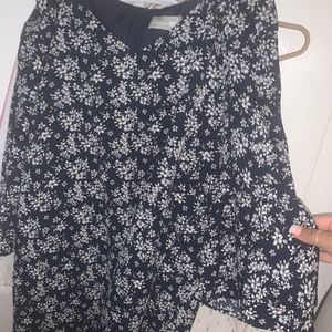 Navy Blue Floral Shift Dress